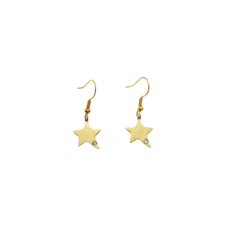 earrings steel gold star with strass1